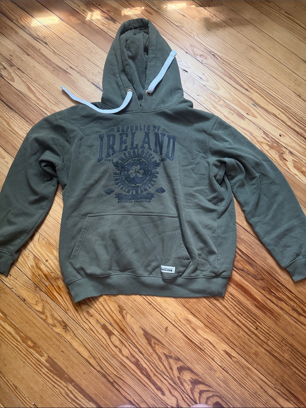 Olive Green Graphic Pullover Hoodie - Republic of Ireland Print